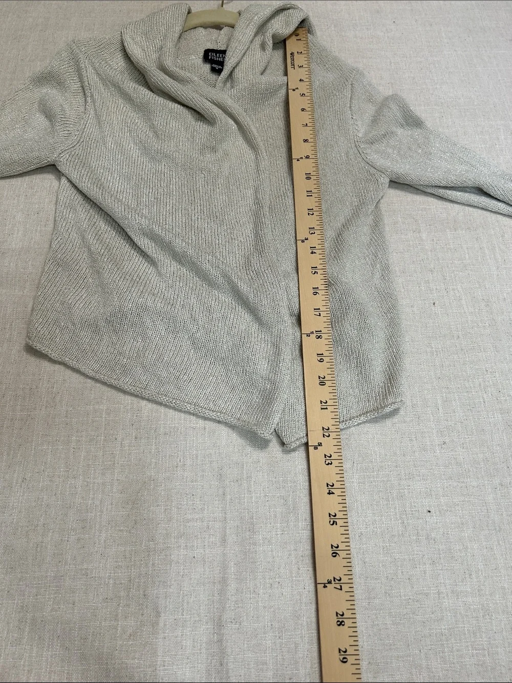Eileen Fisher Silk Blend Draped Open-Front Knit Cardigan Asymmetrical Hem Size S